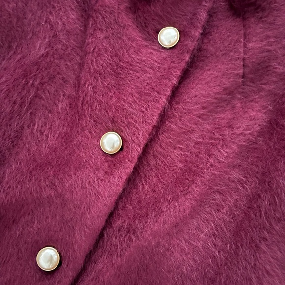 NWT kate spade gorgeous burgundy brushed wool coat with pearl buttons - Size XL - Picture 3 of 8